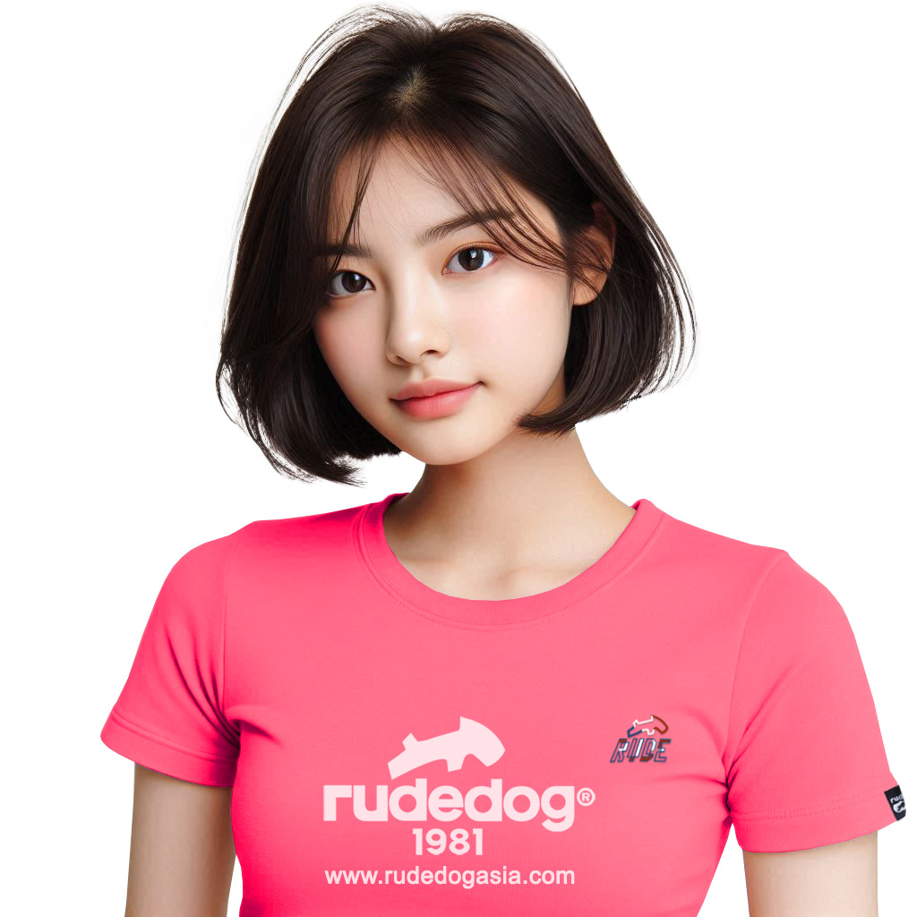 เสื้อยืด rudedog รุ่น BARBERSHOP ผู้ชาย สีชมพูลูกกวาด