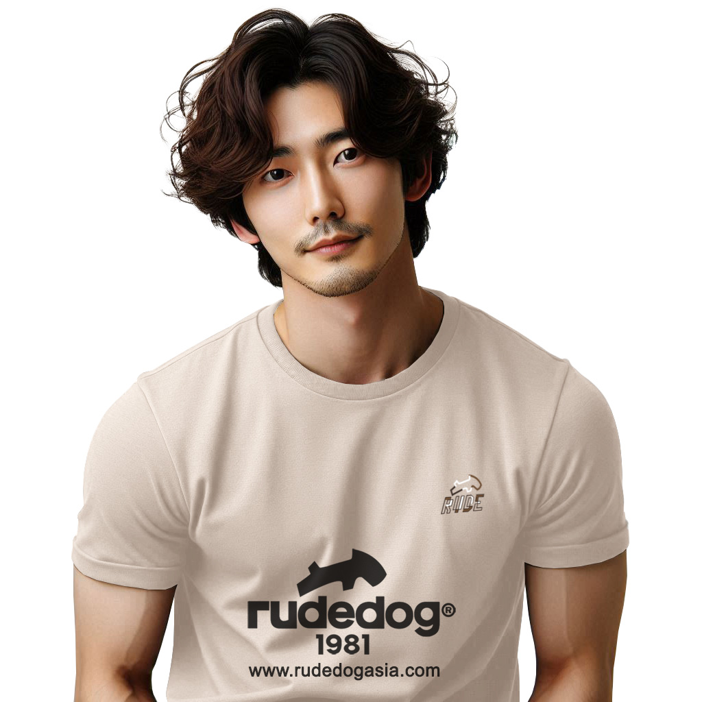 เสื้อยืด rudedog รุ่น BARBERSHOP ผู้ชาย สีข้าวโอ๊ต