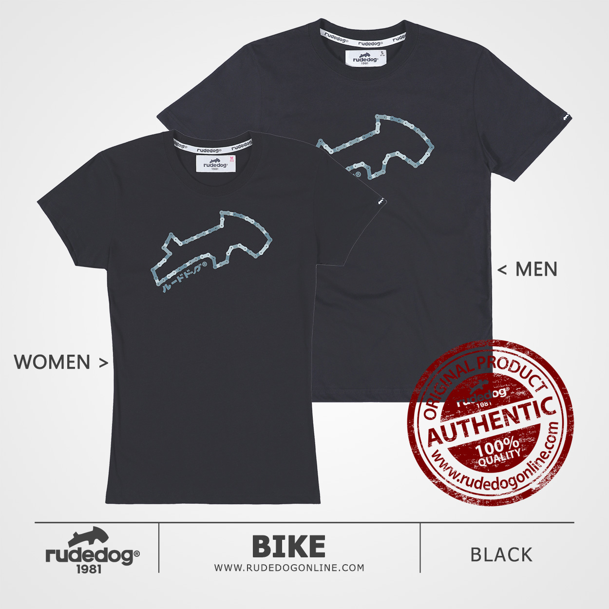 เสื้อยืด rudedog รุ่น Bike สีดำ