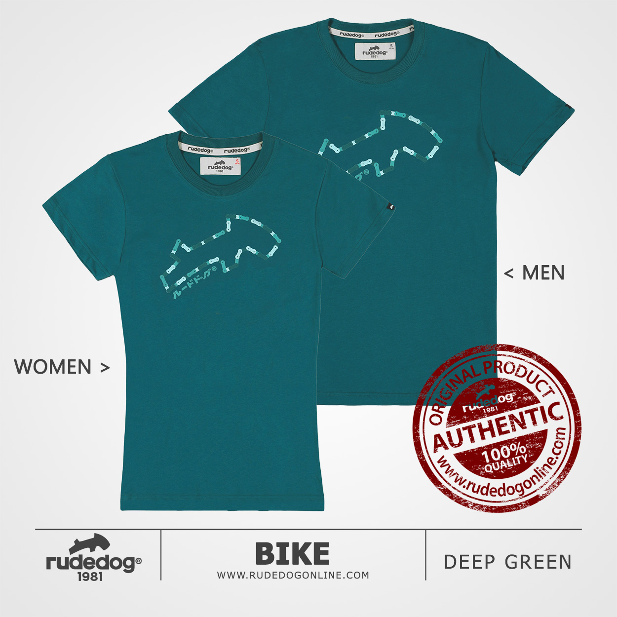 เสื้อยืด rudedog รุ่น Bike สีเขียวดีฟกรีน