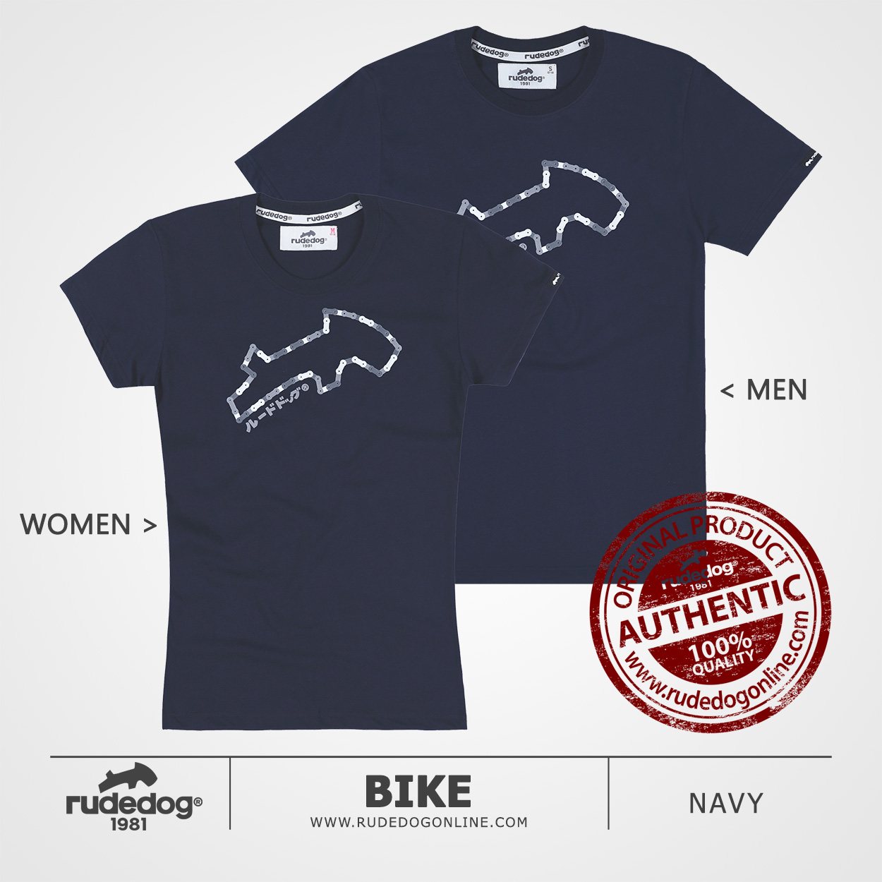 เสื้อยืด rudedog รุ่น Bike สีกรมท่า