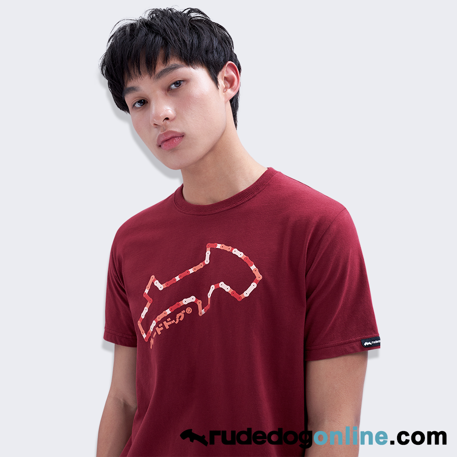 เสื้อยืด rudedog รุ่น Bike สีแดงทิเบต