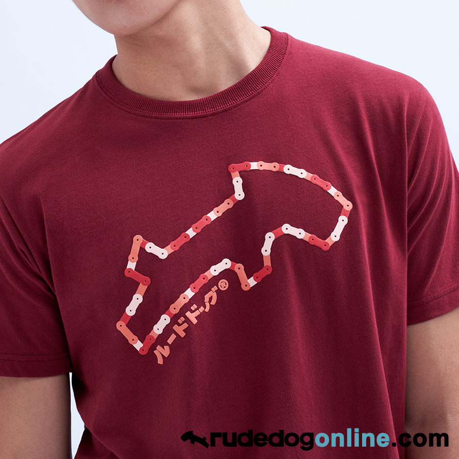 เสื้อยืด rudedog รุ่น Bike สีแดงทิเบต