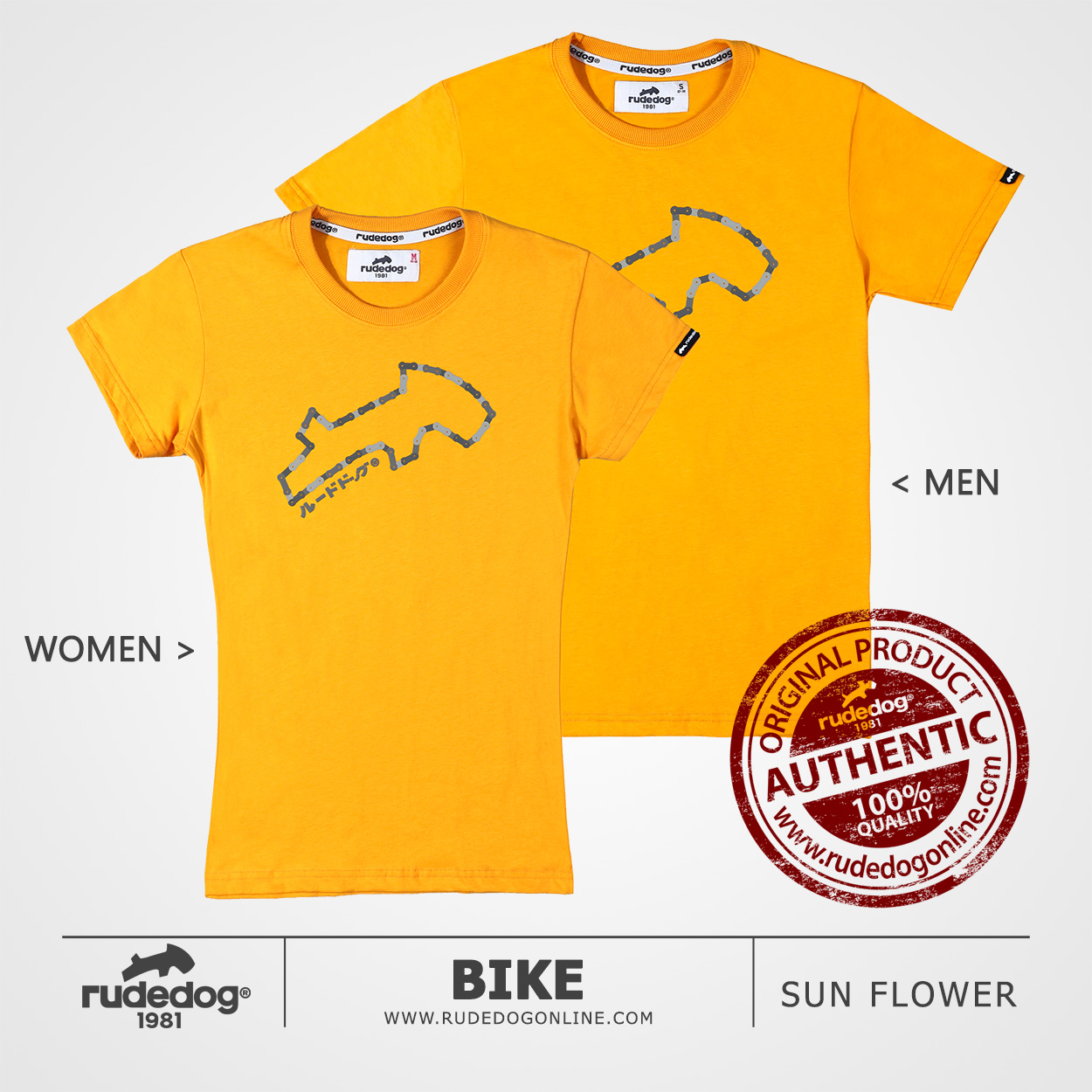 เสื้อยืด rudedog รุ่น Bike สีเหลืองซันฟลาวเวอร์