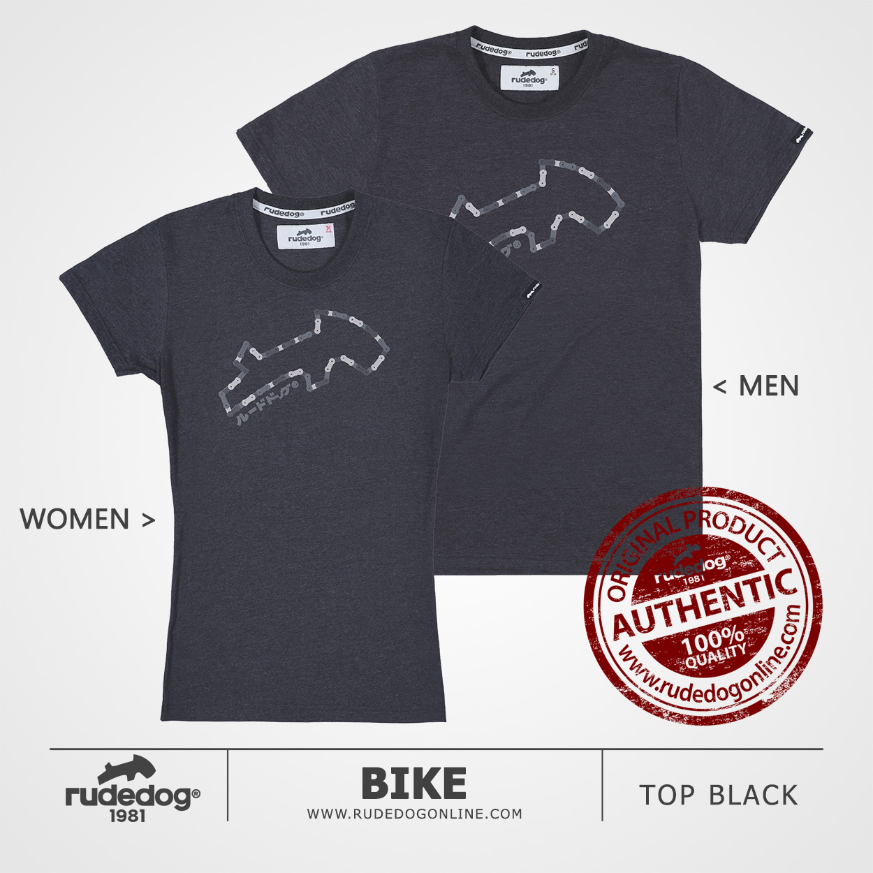 เสื้อยืด rudedog รุ่น Bike สีท็อปแบล็ค