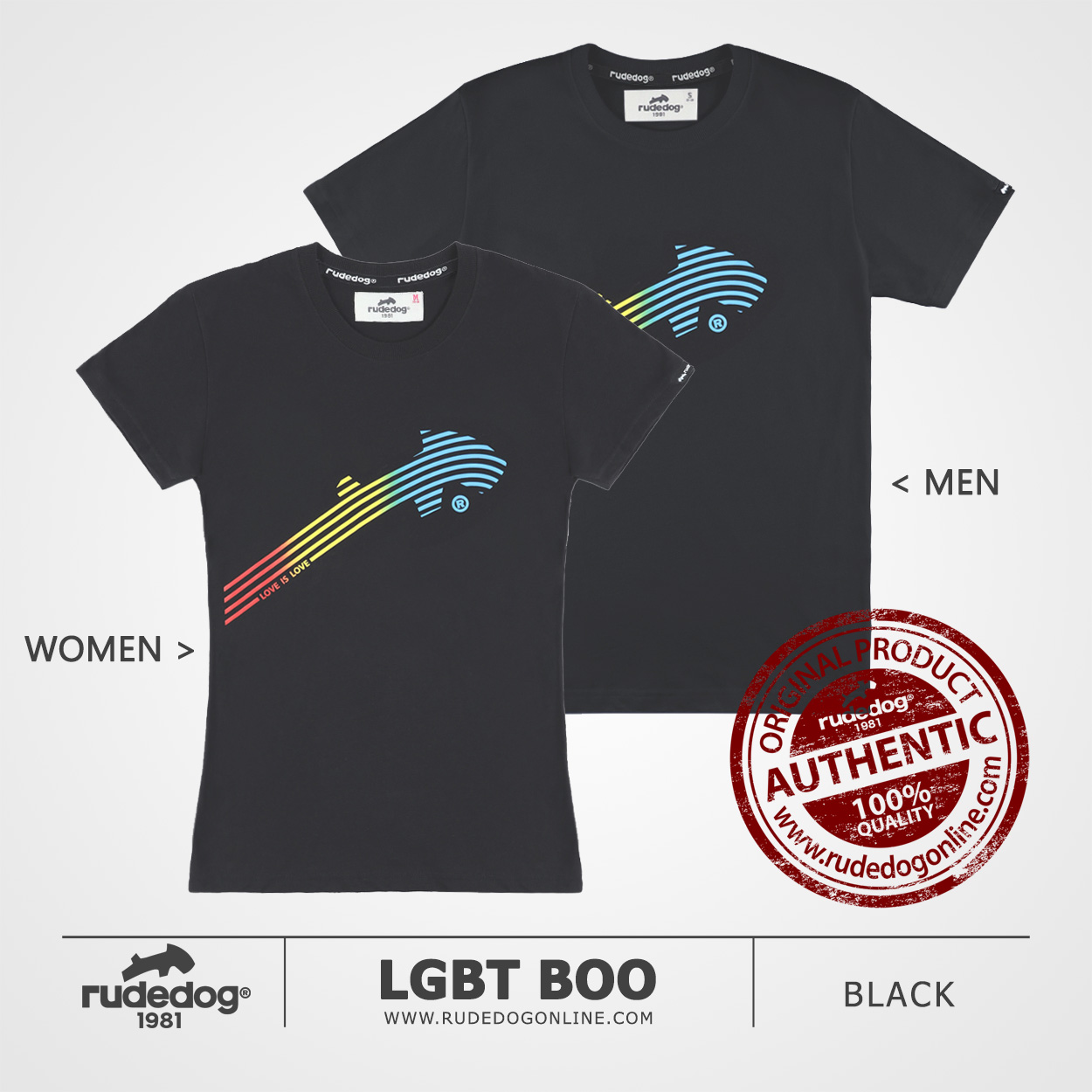 เสื้อยืด rudedog รุ่น LGBT Boo สีดำ