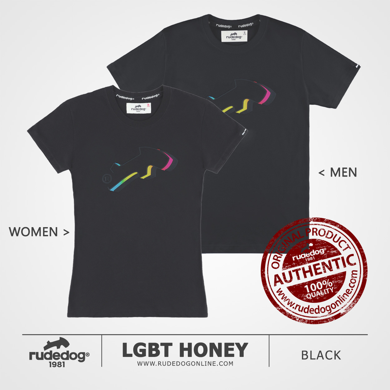 เสื้อยืด rudedog รุ่น LGBT Honey สีดำ