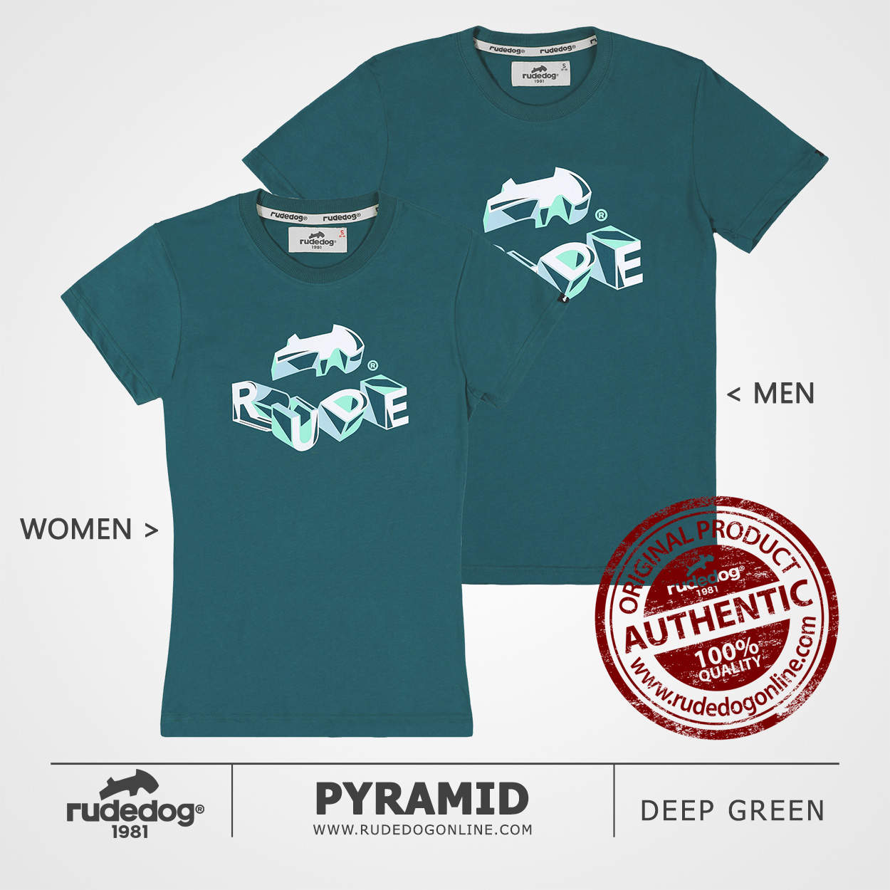 เสื้อยืด rudedog รุ่น Pyramid สีเขียวดีฟกรีน