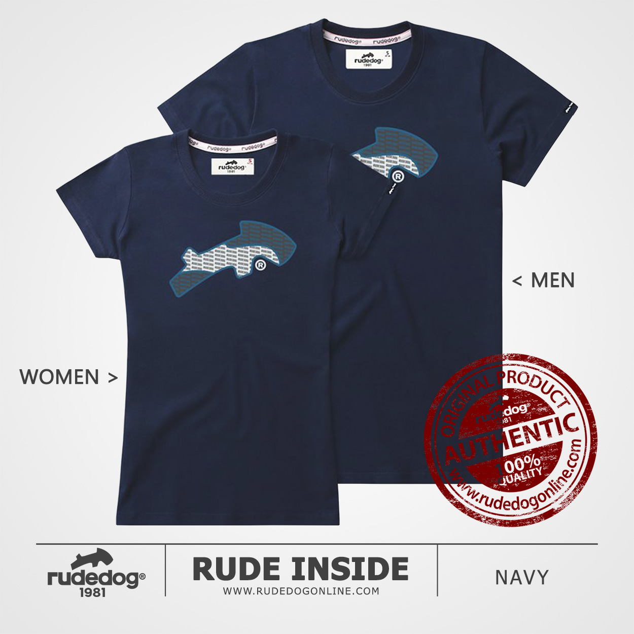 เสื้อยืด rudedog รุ่น Rude Inside สีกรมท่า