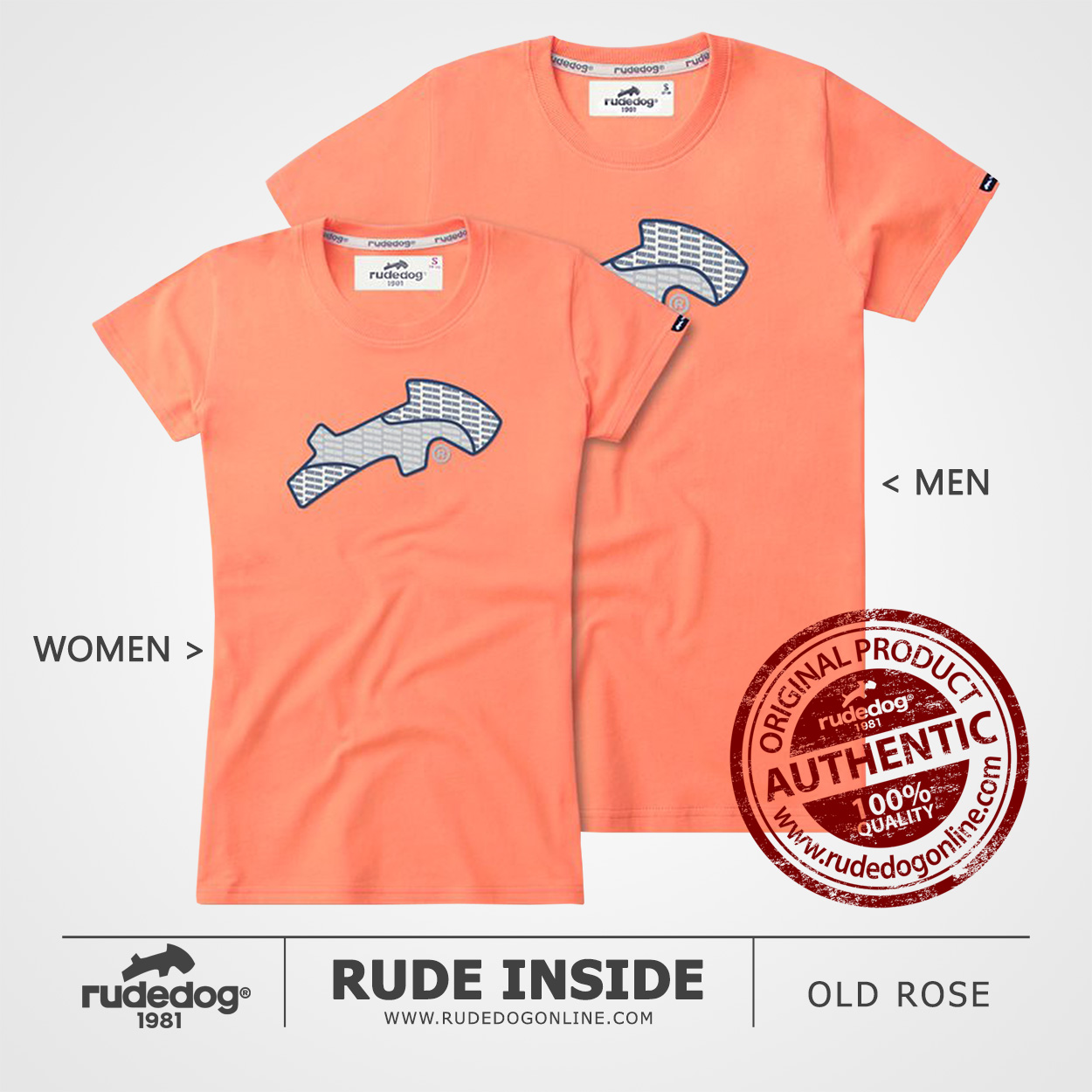 เสื้อยืด rudedog รุ่น Rude Inside สีโอลด์โรส