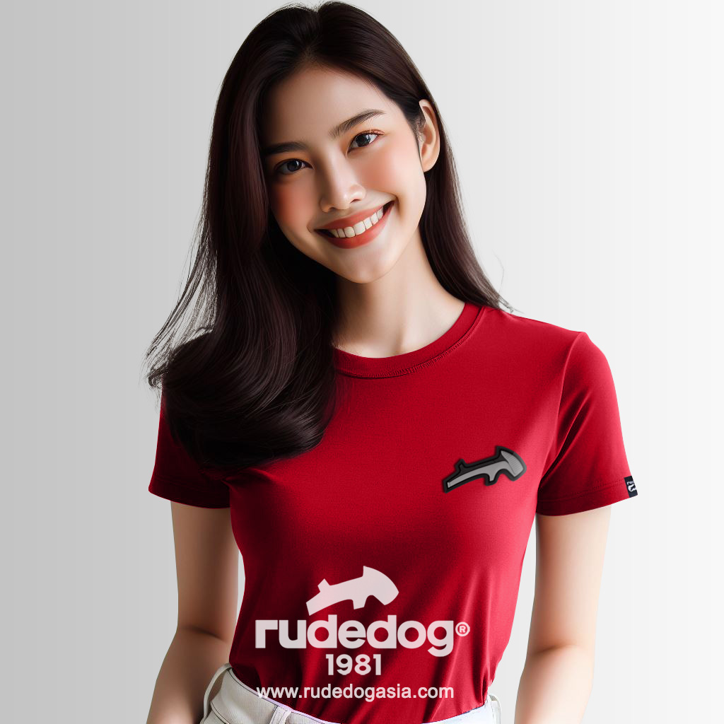 เสื้อยืด rudedog รุ่น SHIFT GEARS ผู้หญิง สีแดงเข้ม