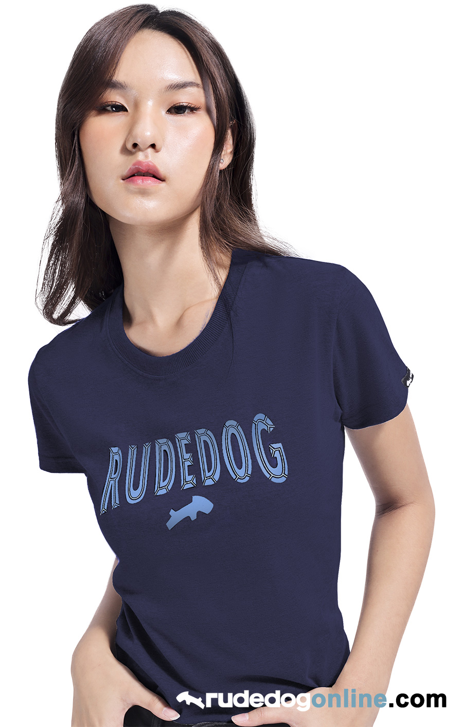 ลายเสื้อยืด rudedog รุ่น Upper สีกรมท่า ผู้หญิง