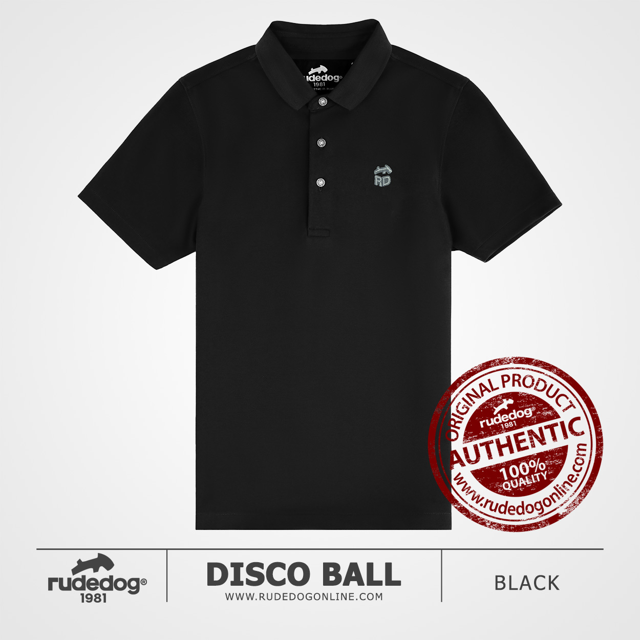 เสื้อโปโล rudedog รุ่น DISCO BALL สีดำ