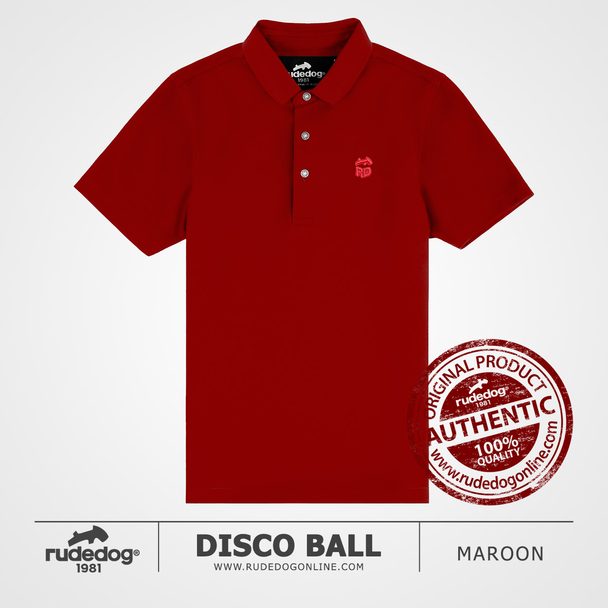 เสื้อโปโล rudedog รุ่น DISCO BALL สีแดงเลือดหมู