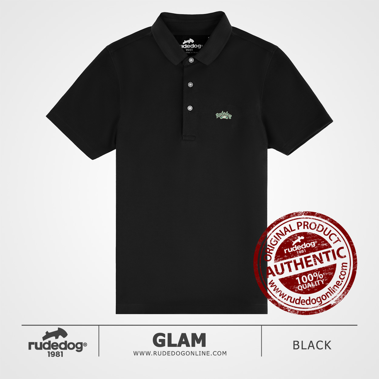 เสื้อโปโล rudedog รุ่น GLAM สีดำ