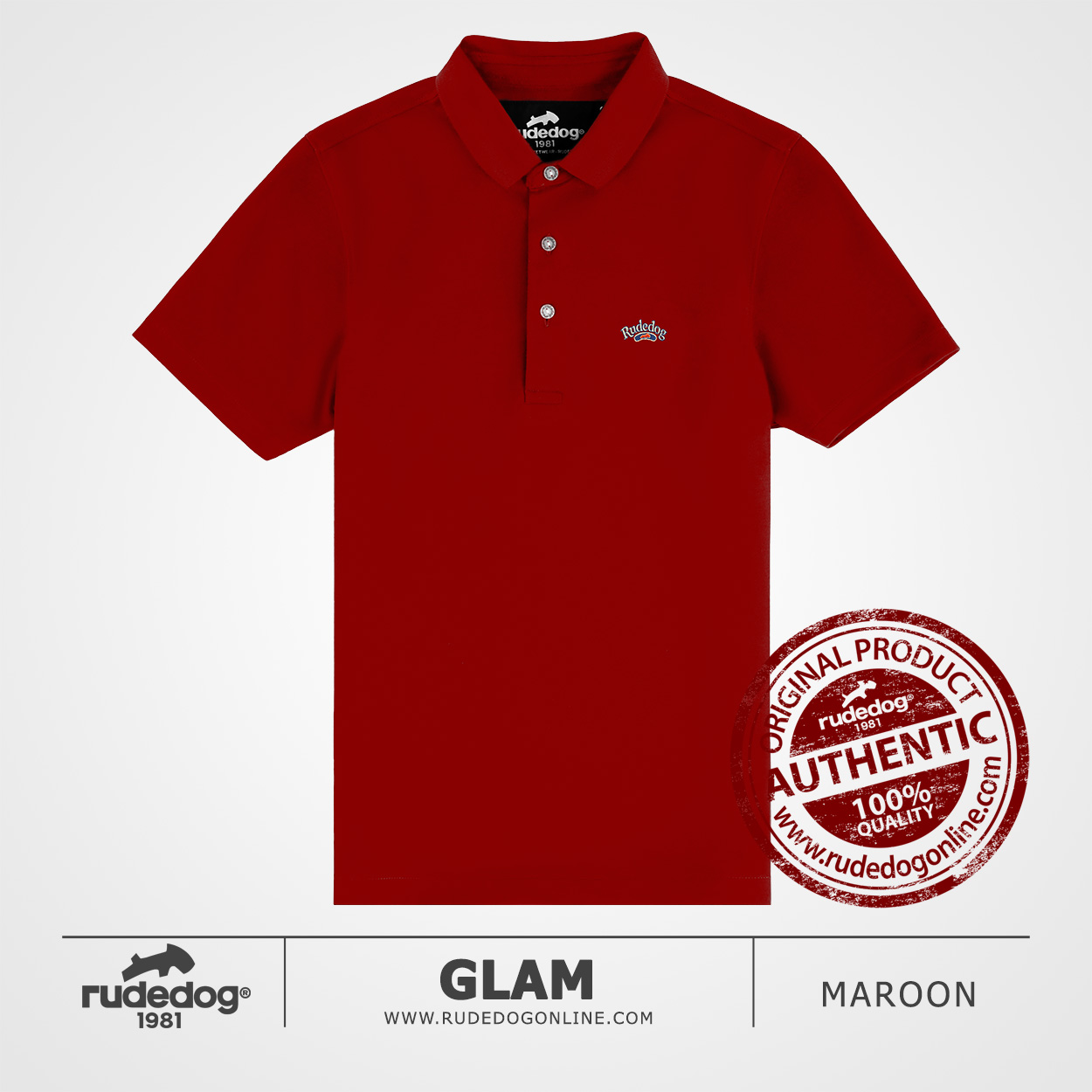 เสื้อโปโล rudedog รุ่น GLAM สีแดงเลือดหมู