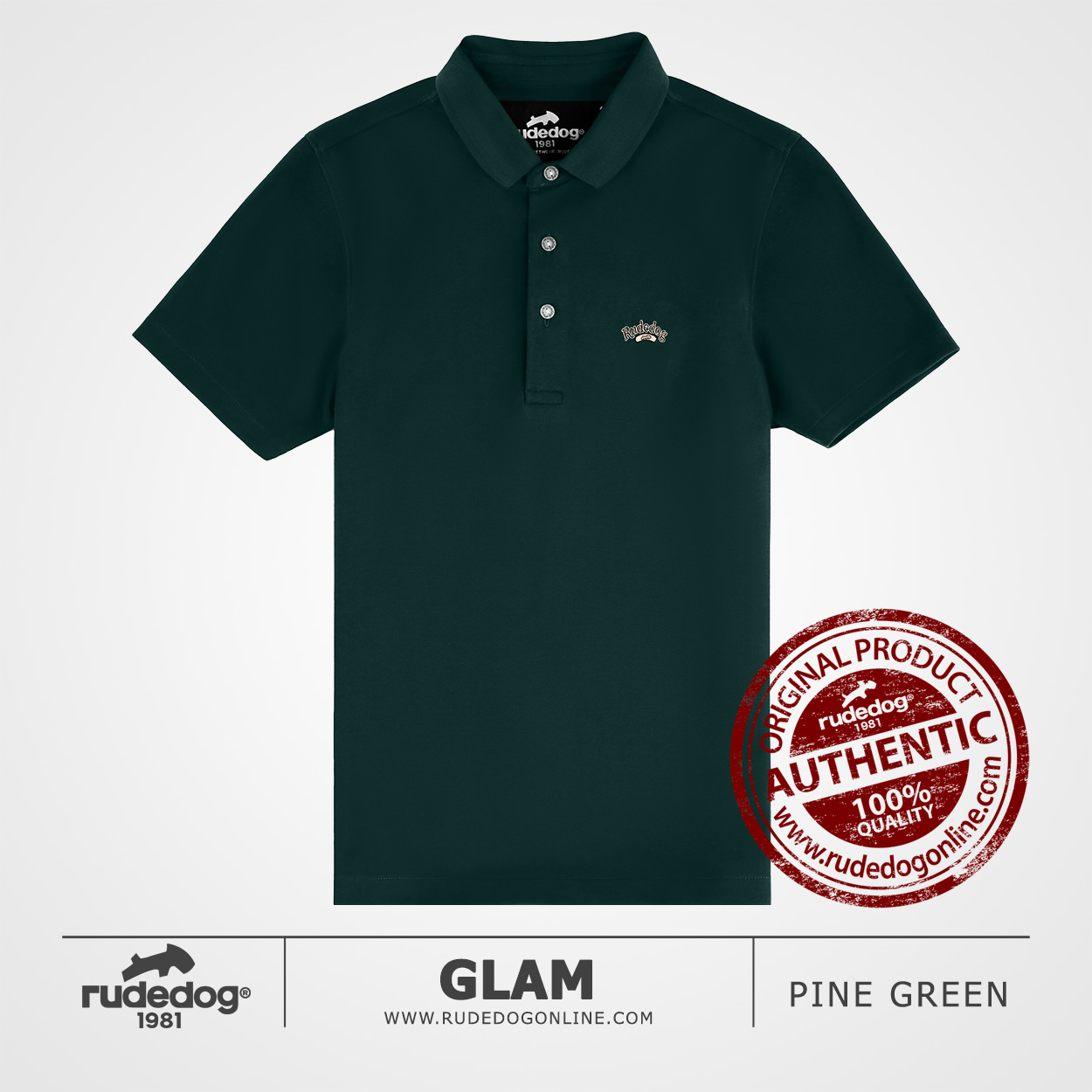 เสื้อโปโล rudedog รุ่น GLAM สีเขียวไพน์