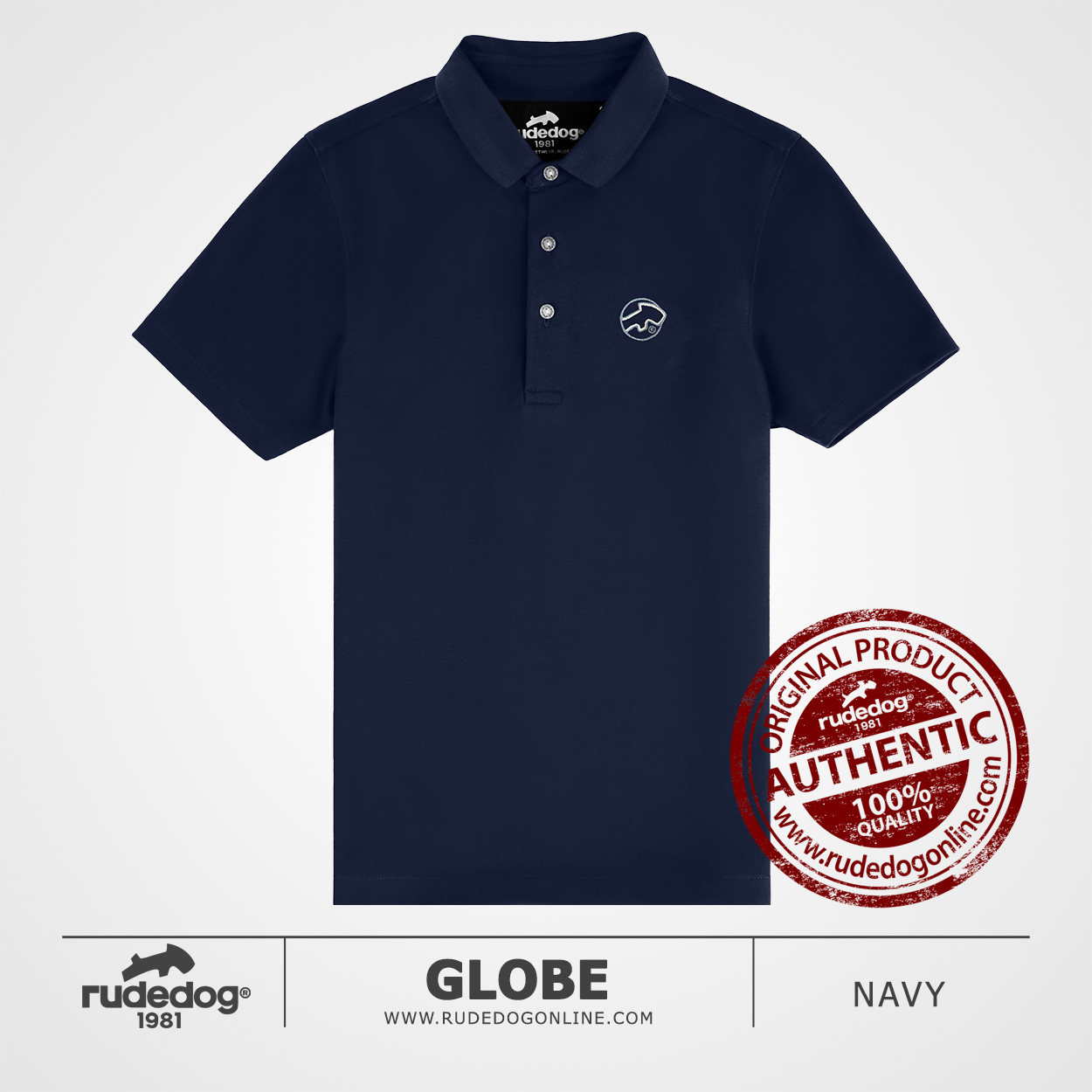 เสื้อโปโล rudedog รุ่น GLOBE สีกรมท่า